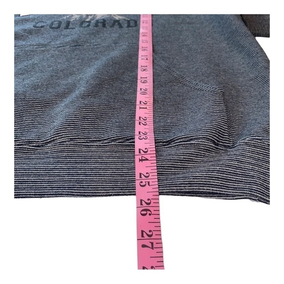 Vail Colorado Navy/Gray pin striped Hoodie Sweatshirt Sz M - Picture 2 of 10